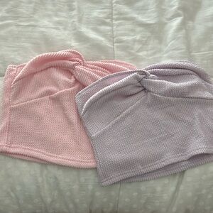 Pink Textured Bandeau Top